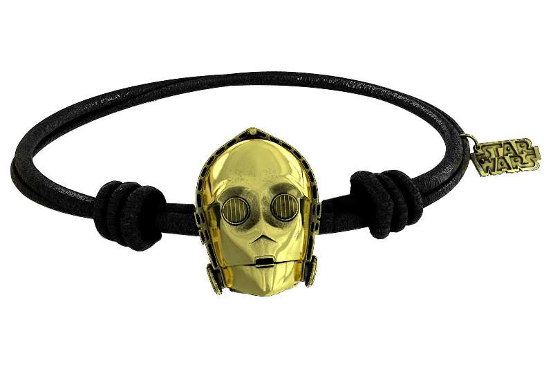 47662-STAR WARS C-3PO GOLD BRACELET BLACK RUBBER