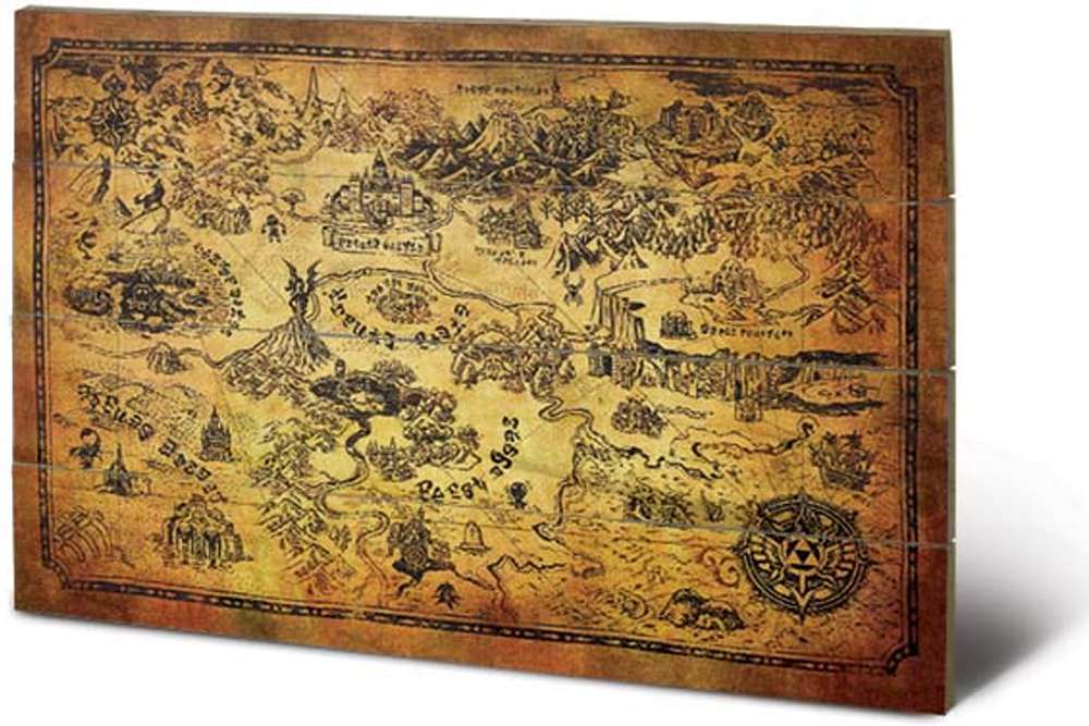 56721-LEGEND OF ZELDA HYRULE MAP WOOD PRINT