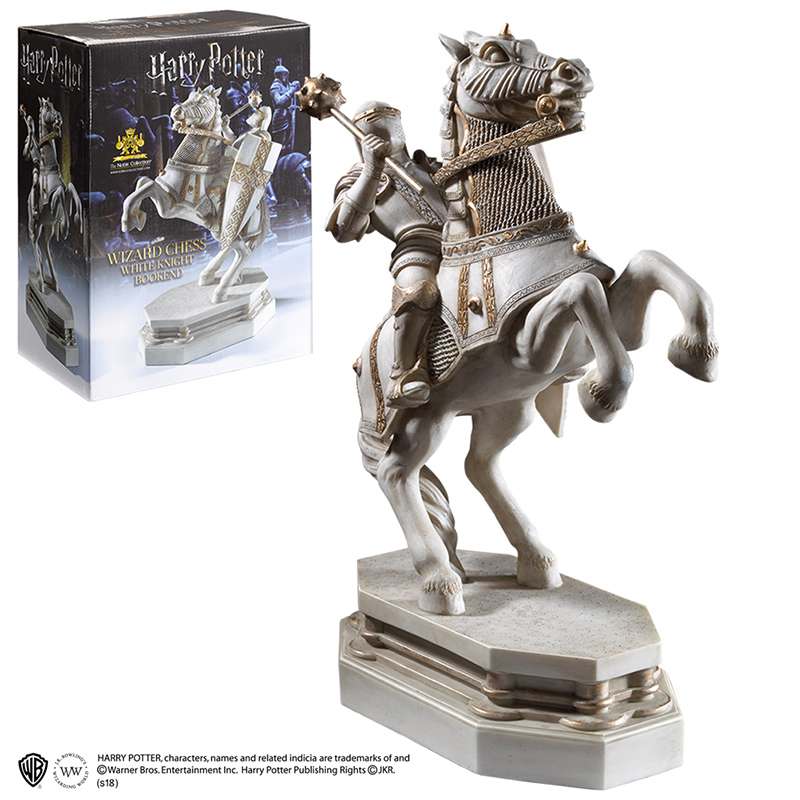 61774-HP WIZARD CHESS KNIGHT WHITE BOOKEND