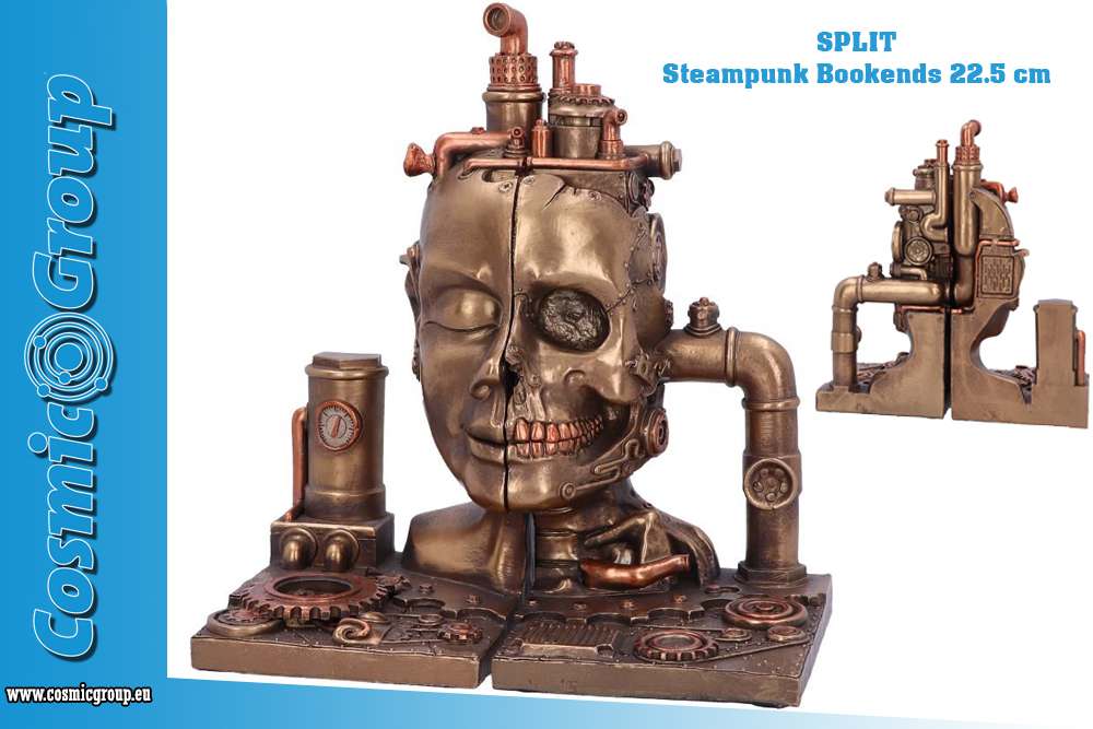 73845-SPLIT STEAMPUNK BOOKENDS