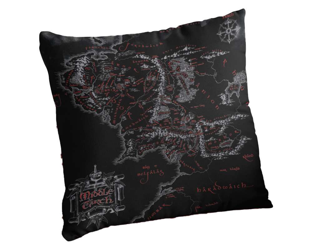 77638-LOTR MAP OF MIDDLE EARTH SQUARE CUSHION