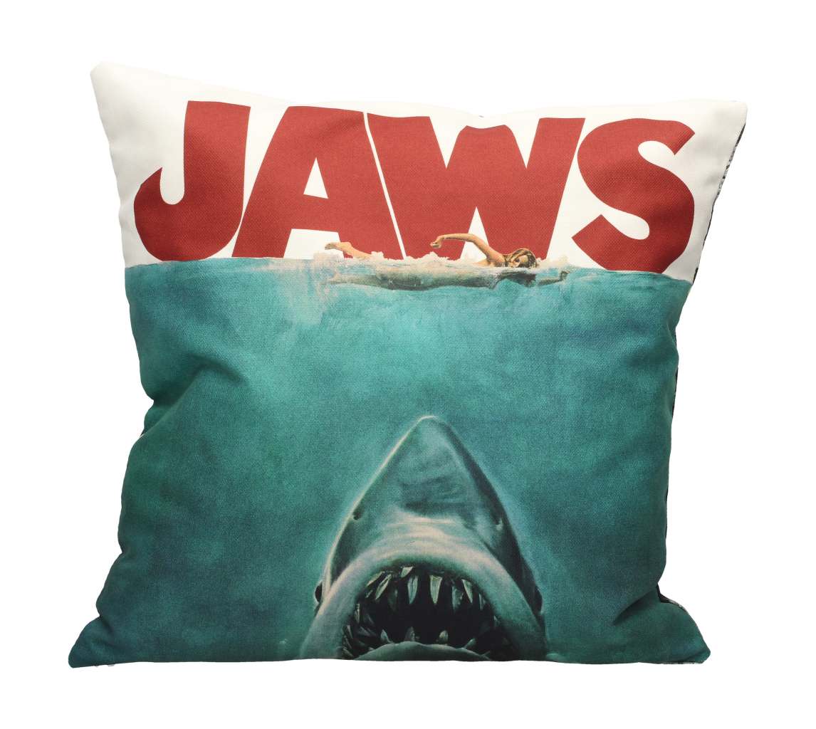 80635-JAWS POSTER COLLAGE SQUARE CUSHION