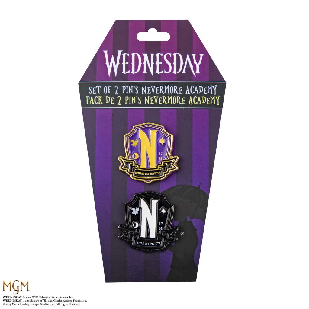 95848-WEDNESDAY NEVERMORE ACADEMY PIN SET (2)